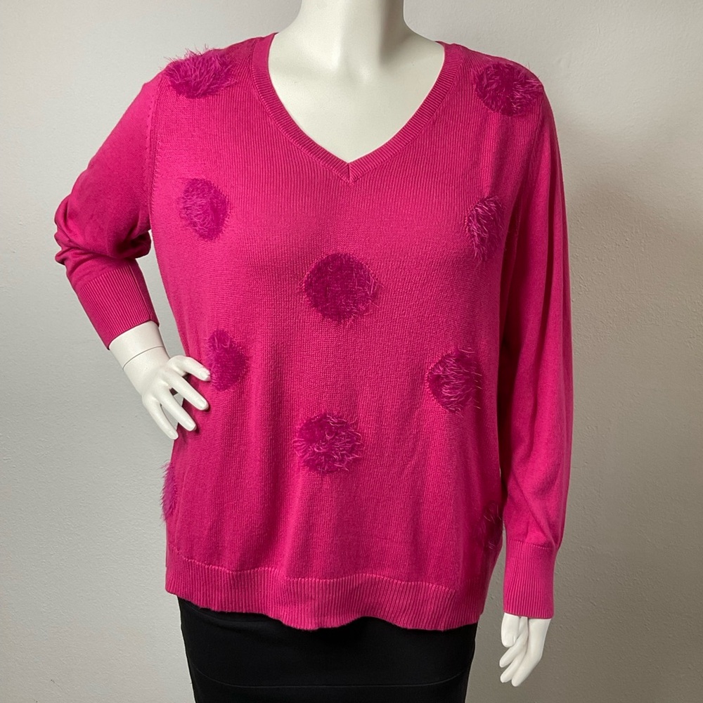 Sejour Pink Polka Dot Sweater sz 1X NWT